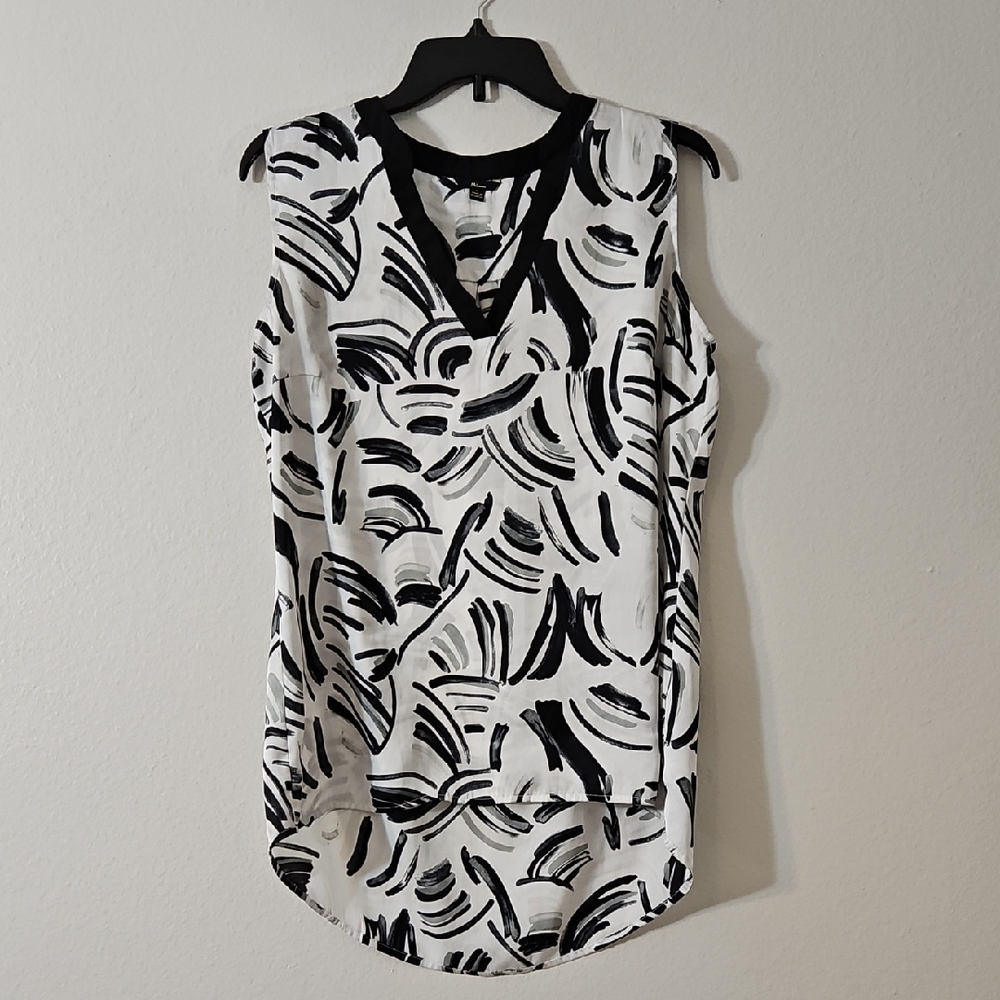 Women's Milano Black/White Sleevless Office Tank Top Size Medium.